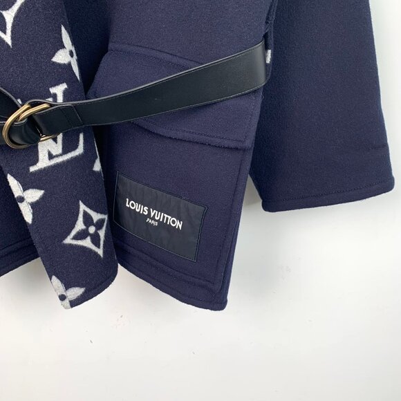 Louis Vuitton Womens Wool & Silk Monogram Belted Coat Size 34 - Picture 4 of 7